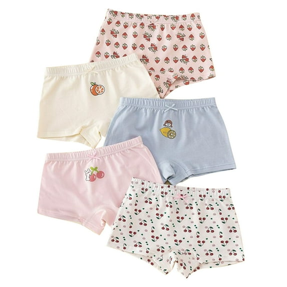 5 PCS Girls Boxer Briefs Size 10-12 Cotton Soft Underwear Elastic Cute Printed Comfort Toddler Kids Panty 12 Years