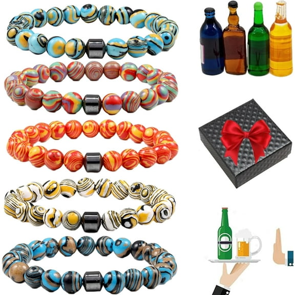 5 PCS- Glame Anti Alcohol Bracelet, Adjustable Anti-Alcohol Bracelet to Reduce the Urge to Drink Cravings, Effective in Reducing Alcohol ConsumptionWomen/Men, Reduce the Urge to Drink Cravings