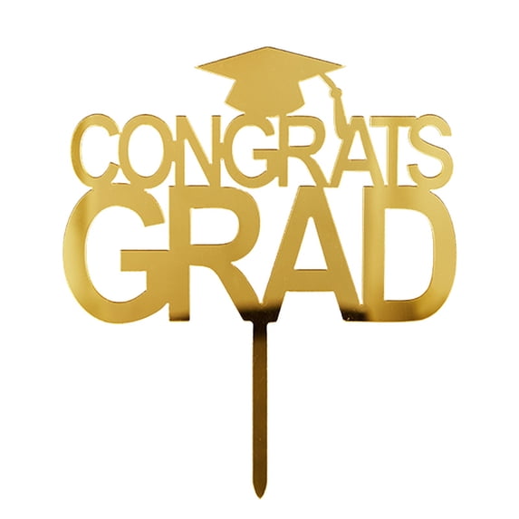 5 PCS Graduation Cake Topper, Clearance, Gold Acrylic Cake Topper Glitter Cupcake Toppers Congrats Grad You Did It Congratulations for Cake Graduation Party Decorations