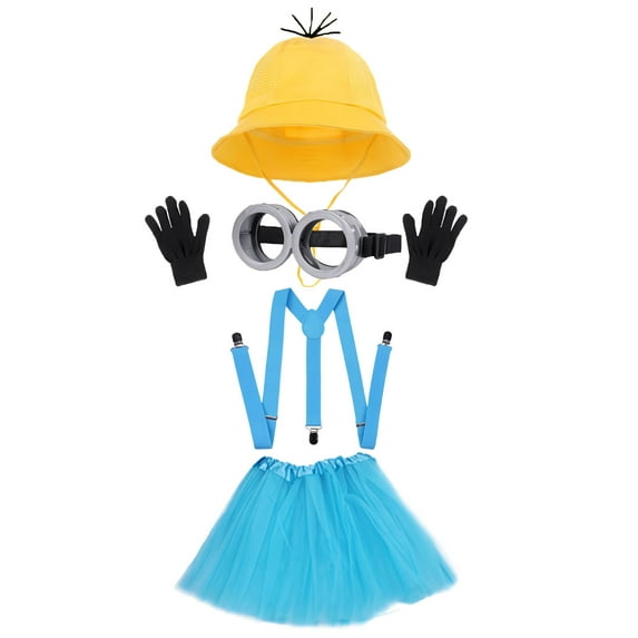 5 PCS Halloween Costume ,Goggles/Bucket Hat/Tutu Skirt/Suspenders/Gloves Halloween Costume Accessories
