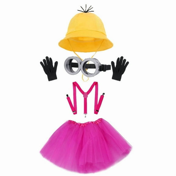5 PCS Halloween Costume ,Goggles/Bucket Hat/Tutu Skirt/Suspenders/Gloves Halloween Costume Accessories