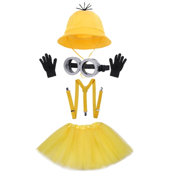 5 PCS Halloween Costume ,Goggles/Bucket Hat/Tutu Skirt/Suspenders/Gloves Halloween Costume Accessories