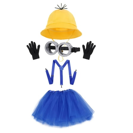 5 PCS Halloween Costume ,Goggles/Bucket Hat/Tutu Skirt/Suspenders/Gloves Halloween Costume Accessories