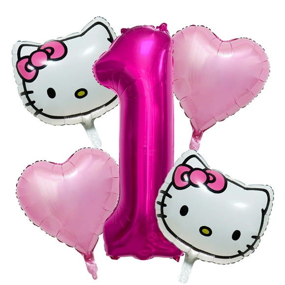 5 PCS Hello Kitty Balloon Bouquet 1st Birthday Party Supplies Birthday Party Balloons Kitty Balloon