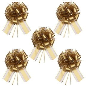 5 PCS Large Pull Bows,Gold Gift Bow,6 inches Bow,Christmas, Party Birthday Gift Wedding Ribbon Bows for Wrapping Boxes or Flower Decorations, Valentine's Day Gift Decorations