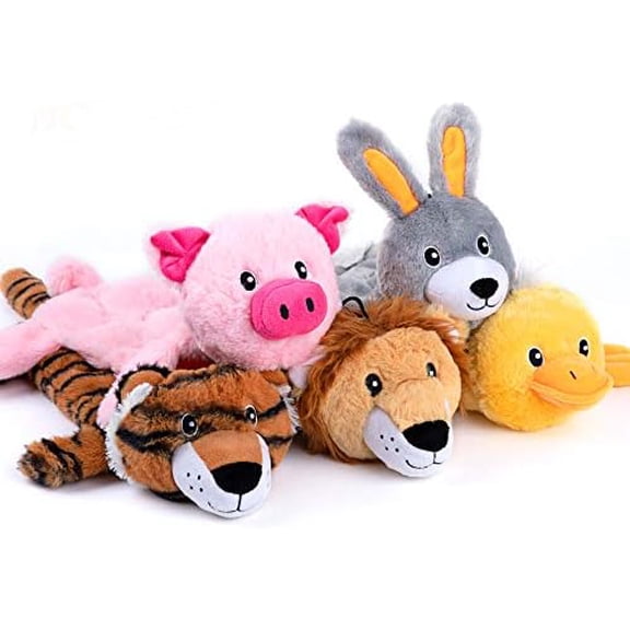 5 PCS Less Stuffing Dog Squeaky Toys for Aggressive Chewers, Durable Plush Dog Toy Set with Stuffed Head for Small to Large Dogs