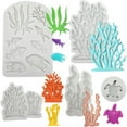 thumbnail image 1 of 5 PCS Marine Theme Fondant Silicone Mold Seaweed Sea Fish Coral Sea Turtle Shape DIY Handmade Baking Tools, For Theme Cake Cookie Chocolate Candy Decoration Fondant Polymer Clay, 1 of 7