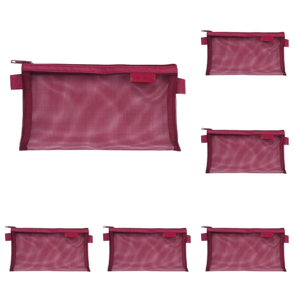 5 PCS Mesh Zipper Pouch Makeup Bags Set, Portable Mesh Cosmetic Bag Travel Toiletry Storage Bags Pencil Purse Organizer Pouches for Home Office Daily or Traveling Accessories Keep Small Items