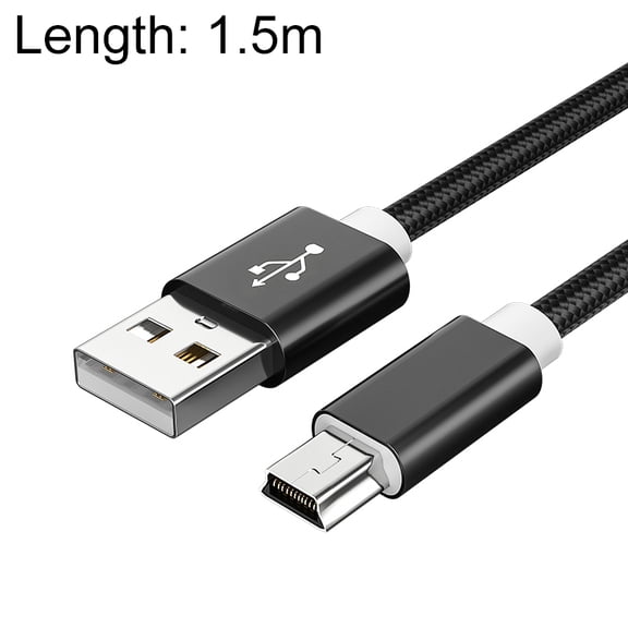 5 PCS Mini USB to USB A Woven Data / Charge Cable for MP3, Camera, Car DVR, Length:1.5m 1.5m