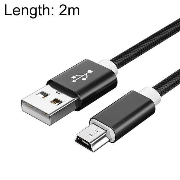 5 PCS Mini USB to USB A Woven Data / Charge Cable for MP3, Camera, Car DVR, Length:2m 2m