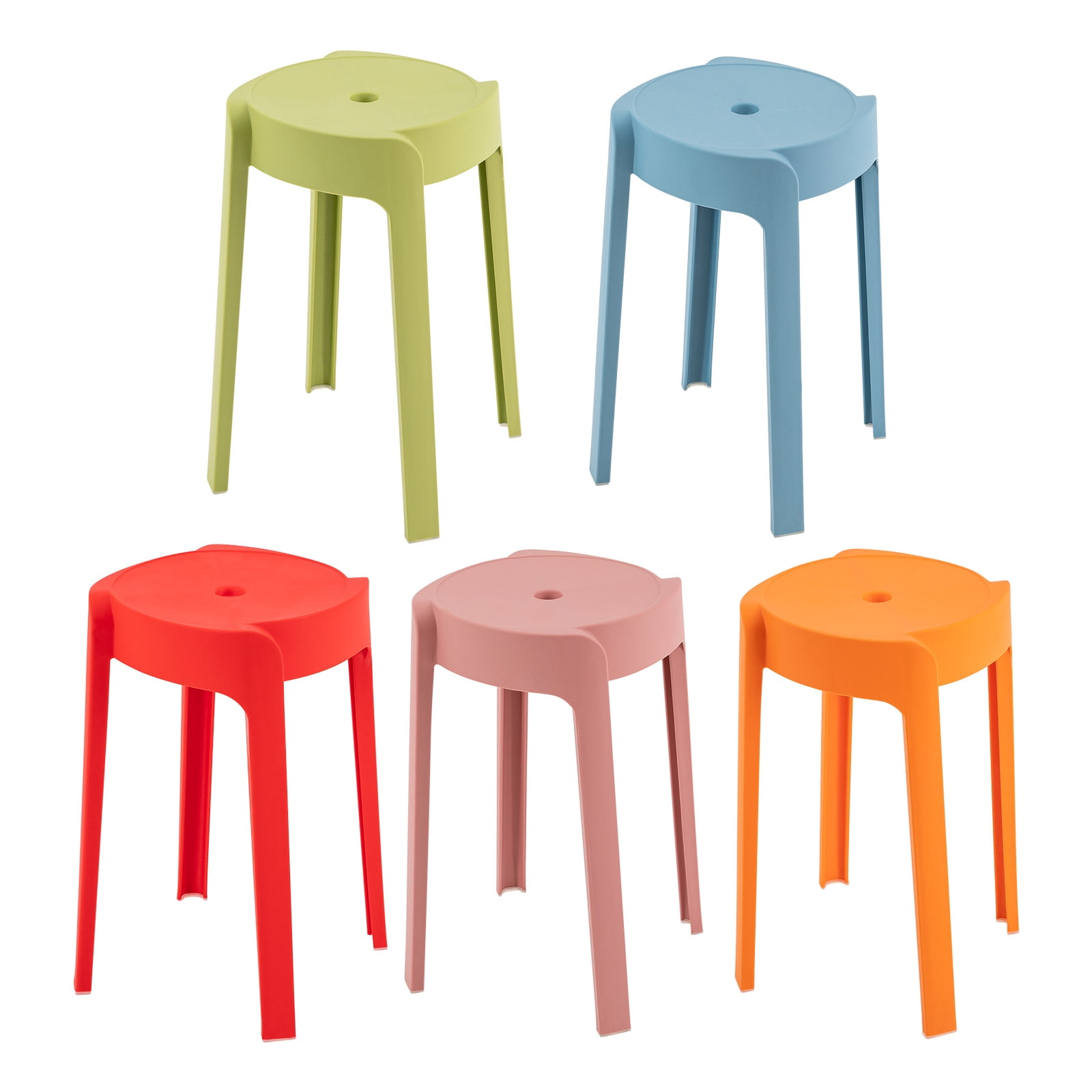 Backless Stackable Chair 5 PCS Modern Stackable Plastic Stools for Indoor Outdoor,18