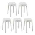 thumbnail image 1 of 5 PCS Modern Stackable Plastic Stools for Indoor Outdoor, 18" Seat Height Portable Backless Stacking Chairs for Schools Home Office White, 1 of 7