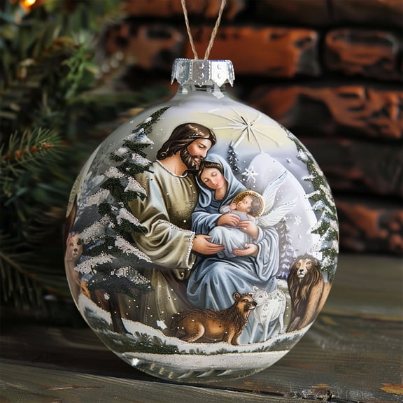 5 PCS Nativity Scene Acrylic Hanging Ornament, Religious Christmas Car Mirror Decor with Adjustable String, Holiday Home Office Decoration for Tree and Gift Celebrations