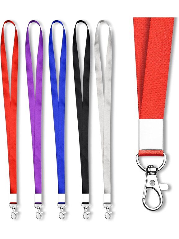 5 PCS Neck Badge Lanyards with Clip for Keys & ID, 5 Colors | Badge Lanyard for Cruise, Keys, Wallet, Phone, USB, Keychain, Premium Key Lanyard Strap for Teacher, Student, Men and Women