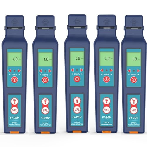 5 PCS Optical Fiber Identifier OFI 800nm-1700nm Identifiy Fiber Direction All-in-one Chuck Live + Visual Fault Locator + LED Light Fiber Traffic Identifier Suitable for 0.25 0.9 2.0 3.0mm Fiber
