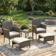thumbnail image 1 of 5 Pieces Outdoor Patio Furniture Set with Table&Ottoman Outdoor Furniture Patio Set Bistro Wicker Patio Set (Brown Wicker&Khaki Cushion), 1 of 7