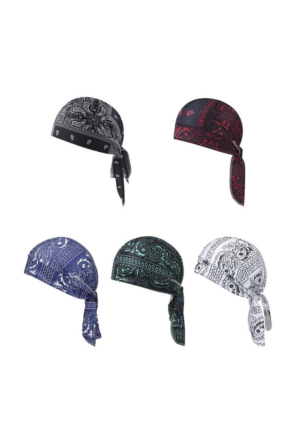 5 PCS Paisley Cooling Headscarf Cap Set, 2026 New Breathable Sweat Wicking Head Wrap Hat for Men Women, Free Size, for Head Size 21.6523.62 inches(Color)