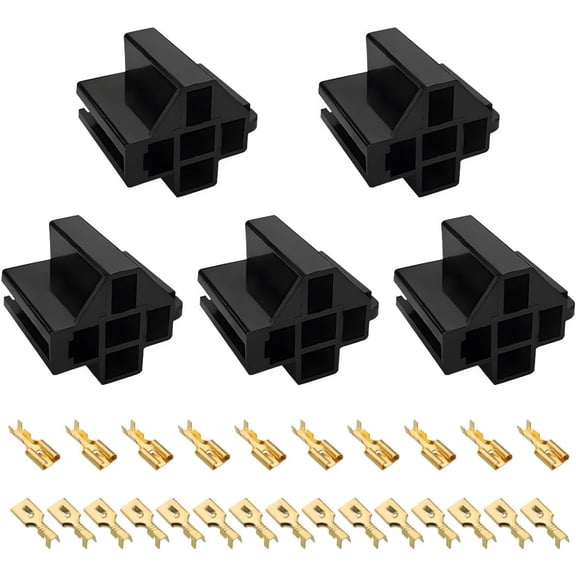 5 PCS Pin Relay Connectors, 12V Socket 30Amp/40Amp Connector with 6.3mm Terminals, Automotive Terminal Relays Case Holder for Cars Trucks SUVs, Car Accessories