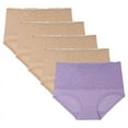 thumbnail image 1 of 5 PCS Plus Size Womens High Waist Underwear Lace Tummy Control Stretch Panties Butt-Lifting Ladies Briefs Shapewear 5XL, 1 of 7