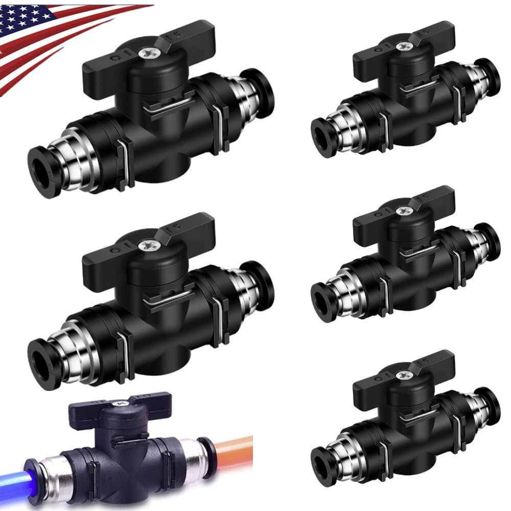 5 PCS Pneumatic Ball Valve 1/4 Inch Push-to-Connect Air Flow Control ...