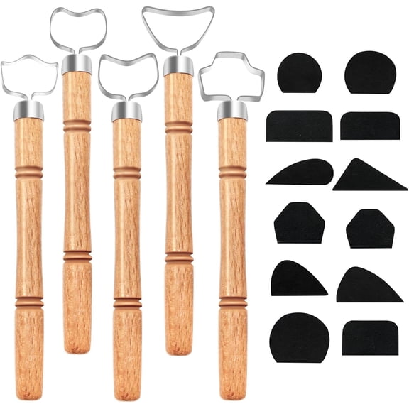 5 PCS Pottery Mug Handle Tool with 12PCS Pottery Carving Tools Pottery Handle Maker Clay Extruder Tool Clay Handle Extruder Tool for Teacup Mug Cup Handle Making