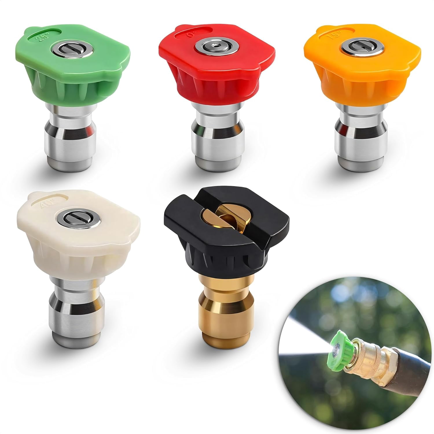 5 PCS Pressure Washer Nozzle Tips – 1/4" Quick Connect, 2700 PSI Spray ...