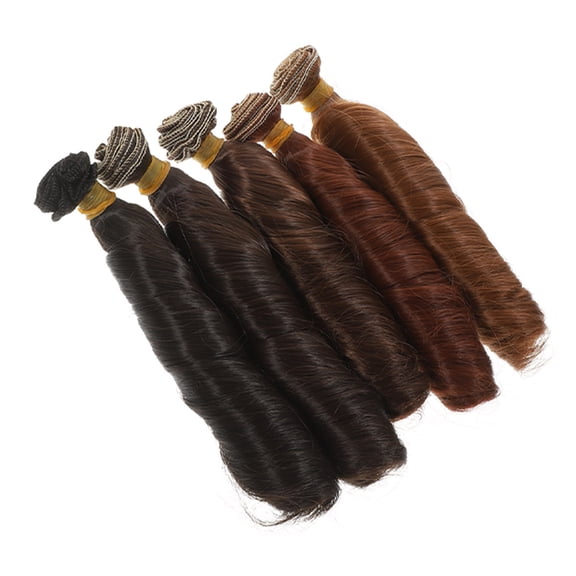 5pcs Doll Wigs Curly Hair Brown Grey Doll Making Supplies DIY High Temperature Wire Doll Accessories