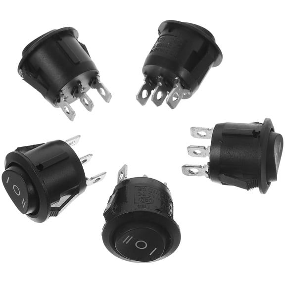 LOLIPPYY 5Pcs Easy Install Black Round Car Rocker Push Button Switch Heat Resistant Durable