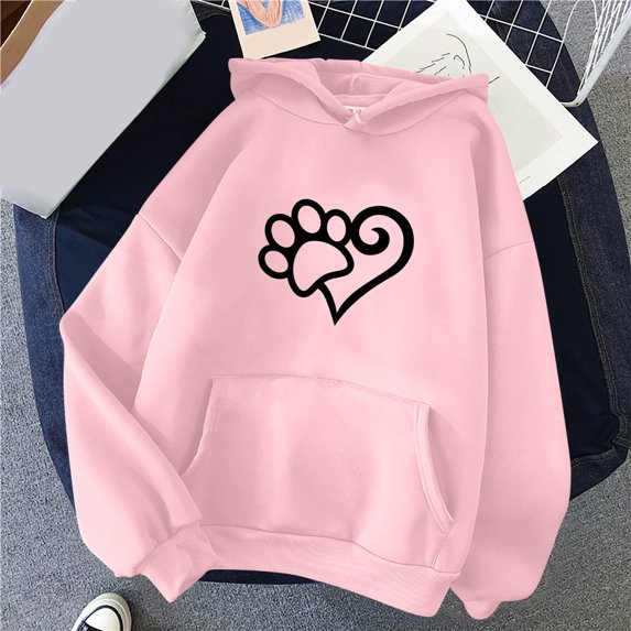 2024 New Womens Sweater in Clearance Fashion Woman Hoodied Long Sleeve T-Shirt Printing Loose Blouse Tops Hoodies Gifts for Women, Pink M