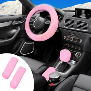 Pink Car Accessories Set Full Set Seat Cover Set Steering Wheel Center  Console Handbrake Seat Belt Cover Bling Car Interior Sets Phone Glasses  Holder