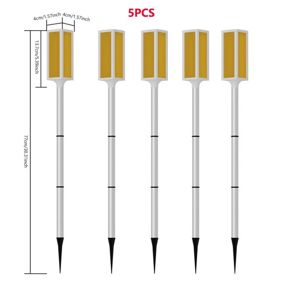 5 PCS Solar Powered Driveway Markers, Solar Warming Landscape Lights, Red Solar Outdoor Driveway Lights, Landscape Driveway Reflectors on Poles for Snow Road Yard