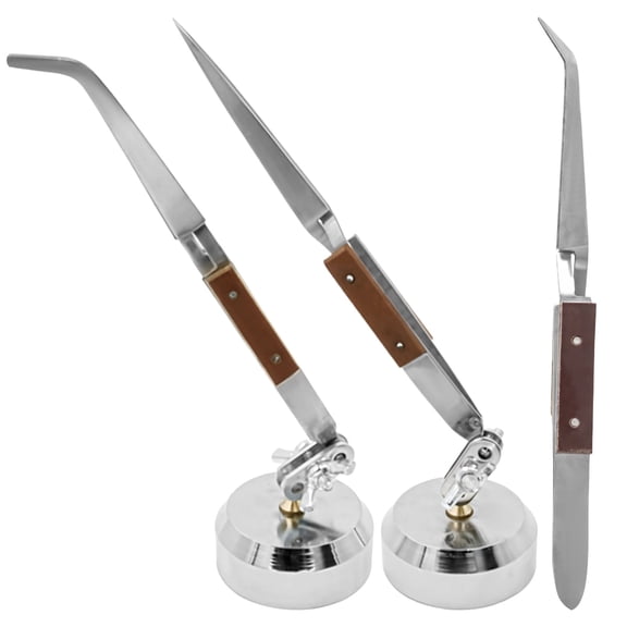 5 PCS Soldering Tweezers Set, Reverse Cross-Lock & 360 Rotating Desk Tweezers with Metal Tips for Jewelry Making, Electronics Repair