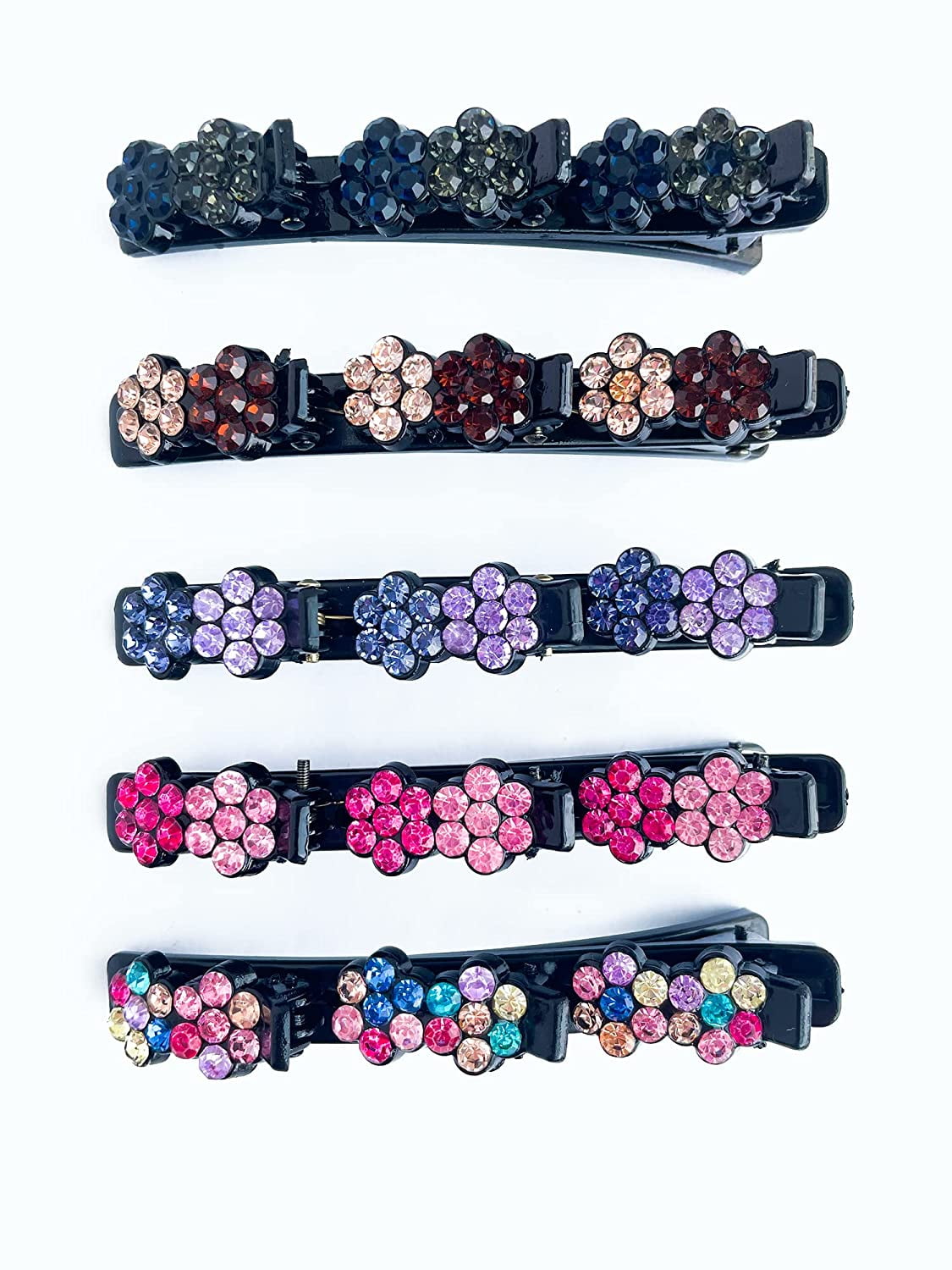 5 PCS Sparkling Rhinestone Braided Hair Clips Crystal Stone Hair Clips