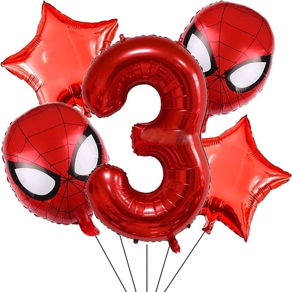 5 PCS Man Spider Balloon Bouquet 3rd Birthday Party Supplies Birthday Party Balloons