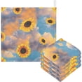 thumbnail image 1 of 5 PCS Spring Sunflower Pattern Baby Muslin Washcloths, Unique Sky Flowers Soft Absorbent Face Towel Burp Cloths Cotton Bath Wipes Infant Wash Cloth for Newborn Boys Girls, 1 of 7