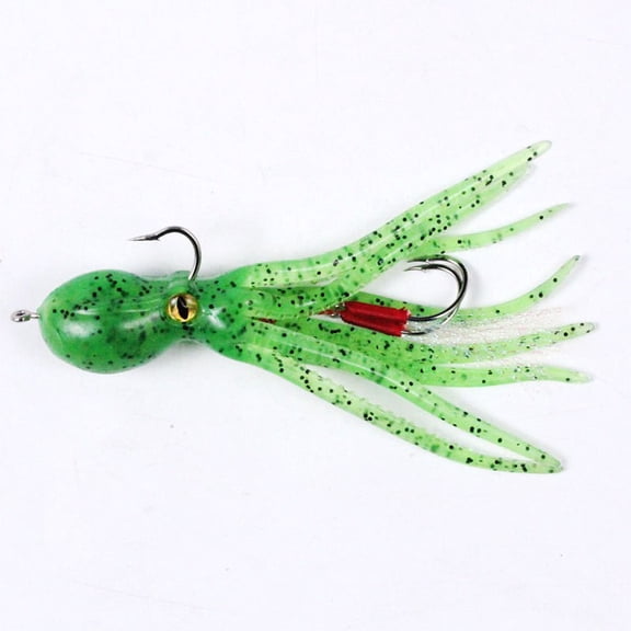 5 PCS Squid Soft Fishing Lure Lead Head Jig 3D Eyes Glow Octopus Bait 11cm/21g