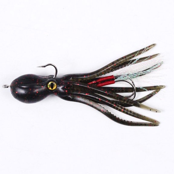 5 PCS Squid Soft Fishing Lure Lead Head Jig 3D Eyes Glow Octopus Bait 11cm/21g