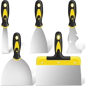 5 PCS Stainless Steel Putty Knife Set Include 4 Paint Scrapers and 1 Multi Scraper Tool, Paint Scraper Tool for Drywall Decals (1.5" 3" 4" 6" 10")