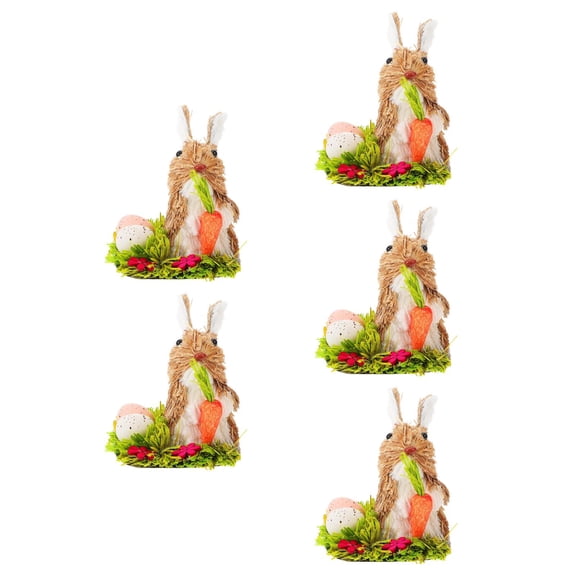 5 PCS Straw Bunny Eye-catching Home Decor Easter Rabbit Statue
