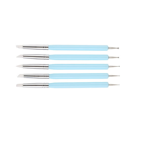 5PCS Dotting Tools Set with Stainless Steel and Silicone Tips for Cake Decorating, Baking, Nail Art, and Craft Projects