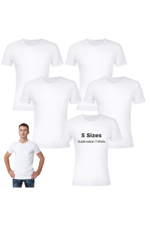 5 PCS Sublimation Blank T-Shirts, Unisex Modal Cotton Shirts, Crew-Neck Short Sleeve Shirts for Men Women