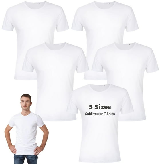 5 PCS Sublimation Blank T-Shirts, Unisex Modal Cotton Shirts, Crew-Neck Short Sleeve Shirts for Men Women