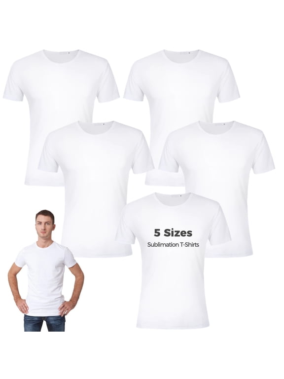 5 PCS Sublimation Blank T-Shirts, Unisex Modal Cotton Shirts, Crew-Neck Short Sleeve Shirts for Men Women