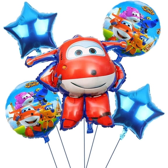 5 PCS Super Wings Balloons Kids Birthday Party Balloon Baby Shower Party Decorations