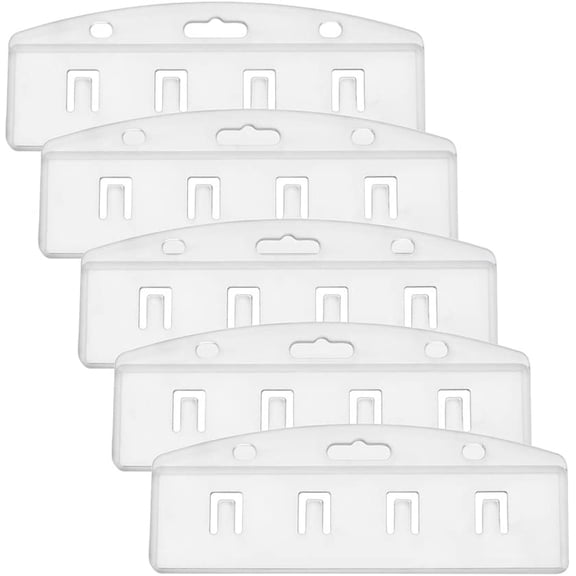 5 PCS Swipe Badge Holder Horizontal Half Card Frosted Rigid Clear Plastic ID Card Holder for Swiping ID Credit