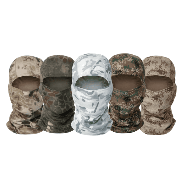 5 PCS Tactical Balaclava Full Face Mask, Lightweight Breathable UV Shield for Hiking, Biking, Riding, Hunting, Cycling, Climbing, Dust & Wind Protection, Quick-Dry Comfort, Full Head & Neck Cover