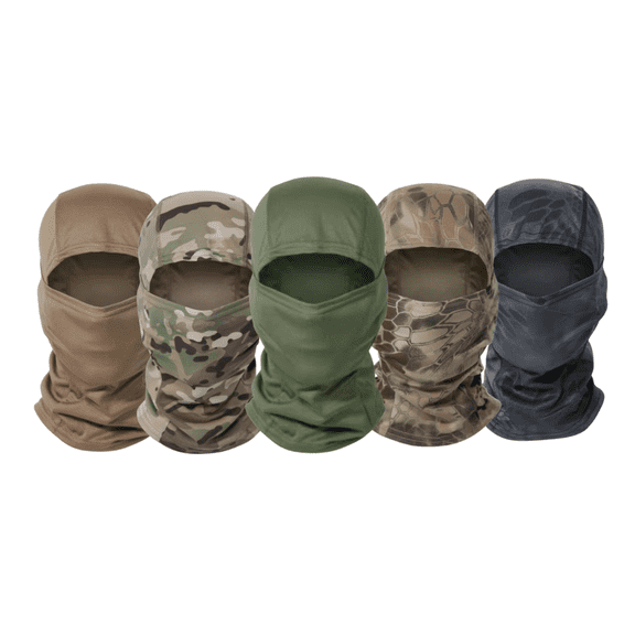 5 PCS Tactical Balaclava Full Face Mask, Lightweight Breathable UV Shield for Hiking, Biking, Riding, Hunting, Cycling, Climbing, Dust & Wind Protection, Quick-Dry Comfort, Full Head & Neck Cover