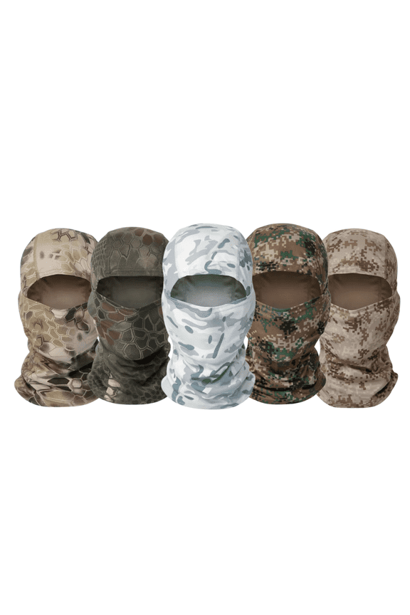5 PCS Tactical Balaclava Full Face Mask, Lightweight Breathable UV Shield for Hiking, Biking, Riding, Hunting, Cycling, Climbing, Dust & Wind Protection, Quick-Dry Comfort, Full Head & Neck Cover