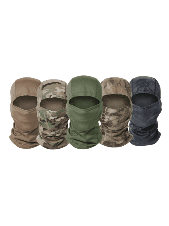 5 PCS Tactical Balaclava Full Face Mask, Lightweight Breathable UV Shield for Hiking, Biking, Riding, Hunting, Cycling, Climbing, Dust & Wind Protection, Quick-Dry Comfort, Full Head & Neck Cover