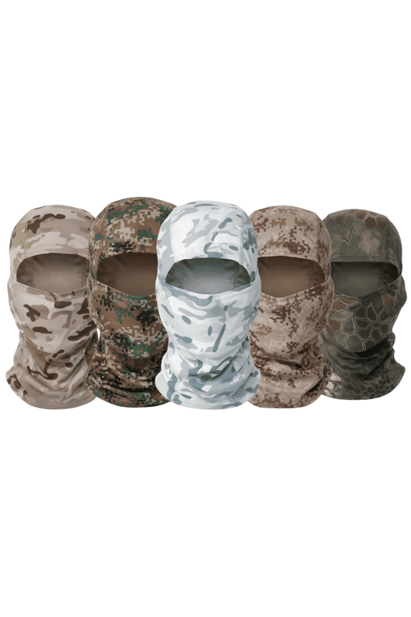 5 PCS Tactical Balaclava Full Face Mask, Lightweight Breathable UV Shield for Hiking, Biking, Riding, Hunting, Cycling, Climbing, Dust & Wind Protection, Quick-Dry Comfort, Full Head & Neck Cover